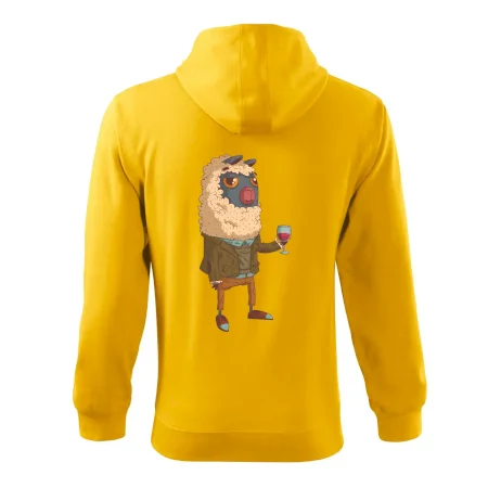 Alpaka s vínem muž