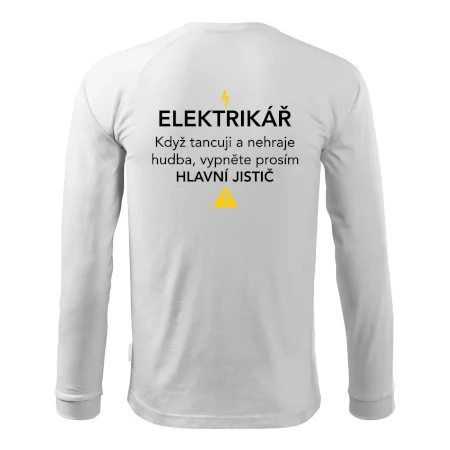 Elektrikář - hlavní jistič - Nápis na zádech