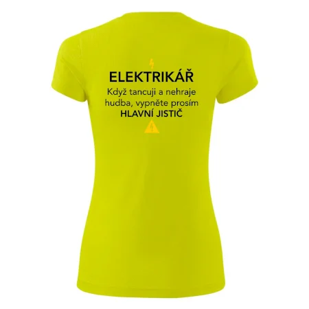 Elektrikář - hlavní jistič - Nápis na zádech