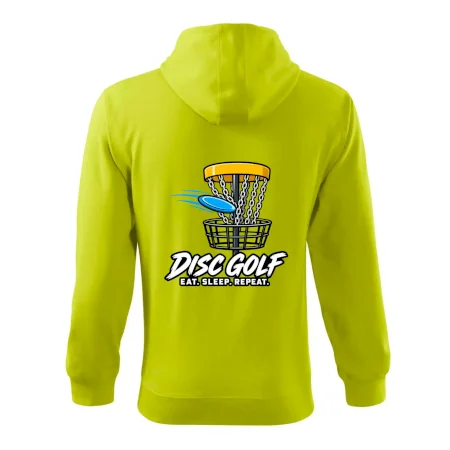 Discgolfový koš s letícím diskem eat sleep repeat