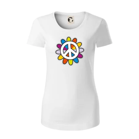 Peace symbol s kreslenou květinou