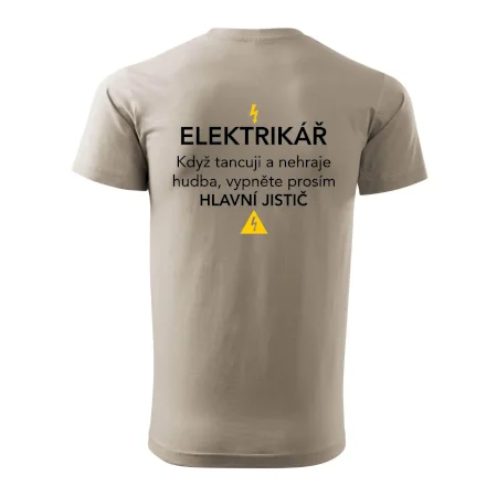 Elektrikář - hlavní jistič - Nápis na zádech