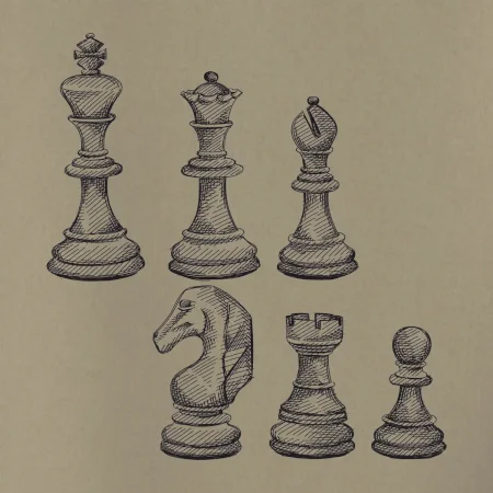 Šachové figurky kreslené