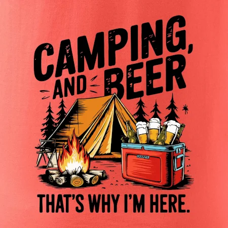 Černý nápis nápis Camping and beer