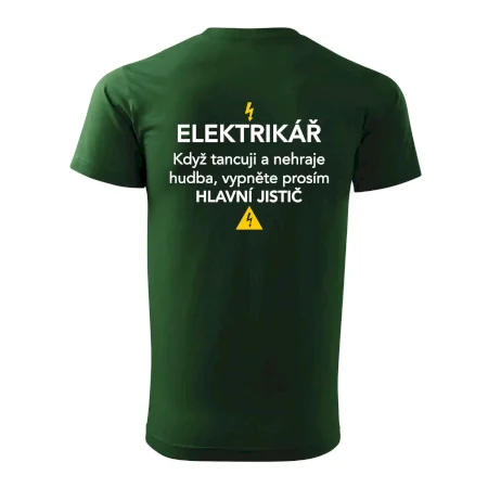 Elektrikář - hlavní jistič - Nápis na zádech