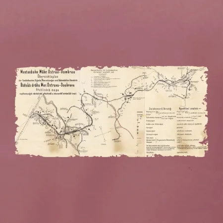 Mapa Báňské dráhy z Moravské Ostravy do Doubravy