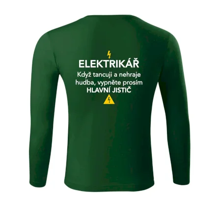 Elektrikář - hlavní jistič - Nápis na zádech