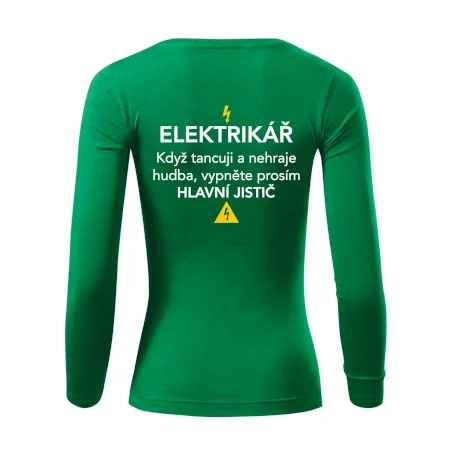 Elektrikář - hlavní jistič - Nápis na zádech