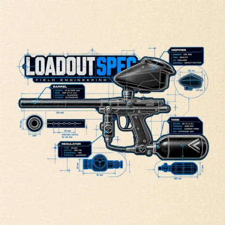 Technický výkres loadout spec paintball