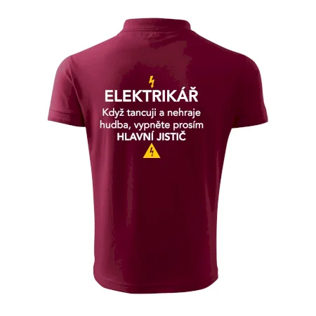 Elektrikář - hlavní jistič - Nápis na zádech