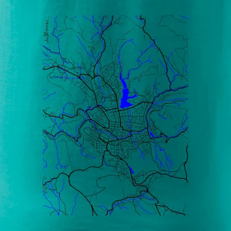 Jablonec nad Nisou - Mapa s vodními toky