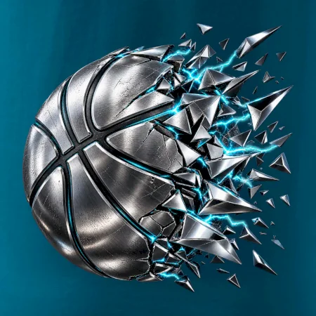 Kovový basketbalový míč s elektrickými střepy