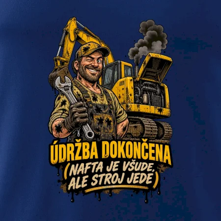 Údržba bagru dokončena nafta je všude