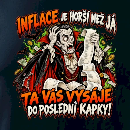 Drákula vyděšený z nekonečně dlouhé účtenky