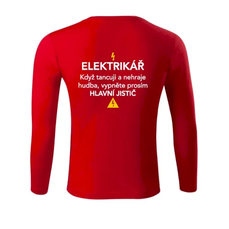 Elektrikář - hlavní jistič - Nápis na zádech
