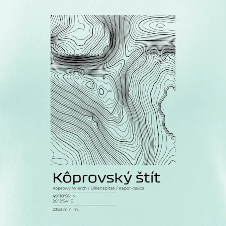 Kôprovský štít - vrstevnice v obdélníku