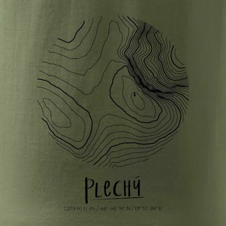 Plechý - vrstevnice v kruhu