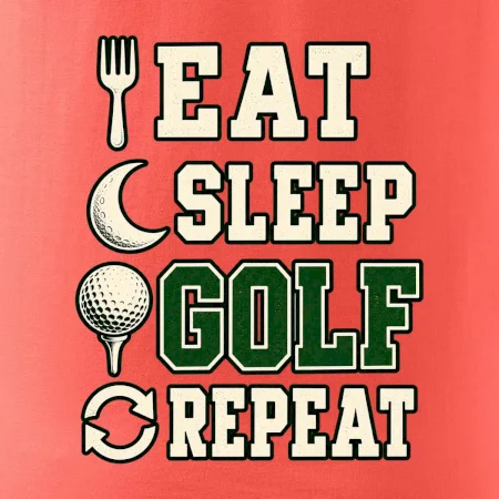Eat sleep golf repeat typografie