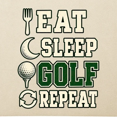 Eat sleep golf repeat typografie