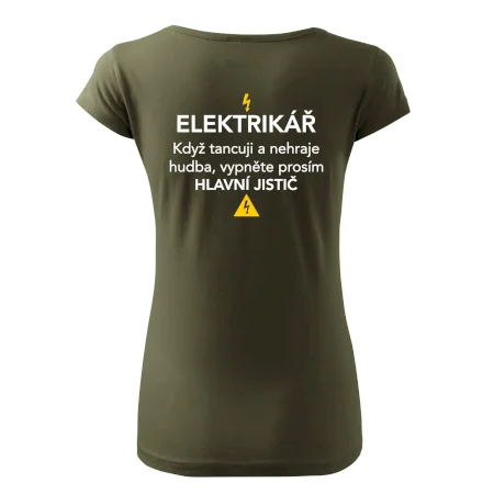 Elektrikář - hlavní jistič - Nápis na zádech