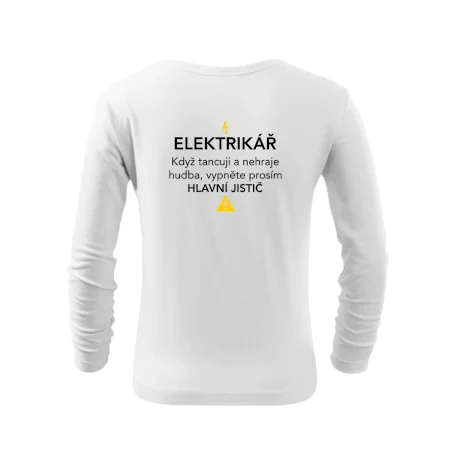 Elektrikář - hlavní jistič - Nápis na zádech