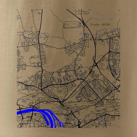 Praha 18200 - Mapa s vodními toky
