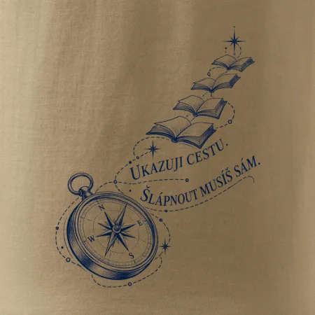 Ukazuji cestu kompas a schody z knih