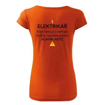 Elektrikář - hlavní jistič - Nápis na zádech