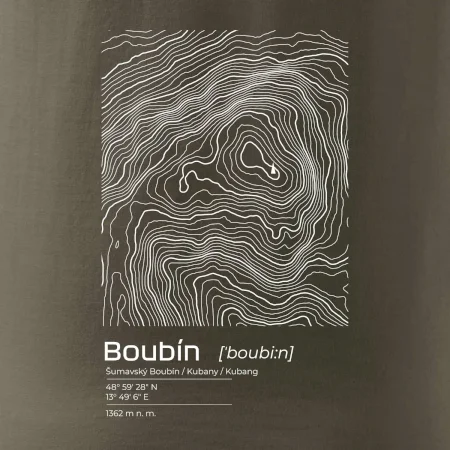Boubín - vrstevnice v obdélníku