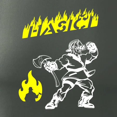 Hasič stojící - nápis hasiči - Velký nápis  na zádech
