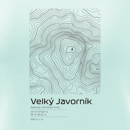 Velký Javorník - vrstevnice v obdélníku