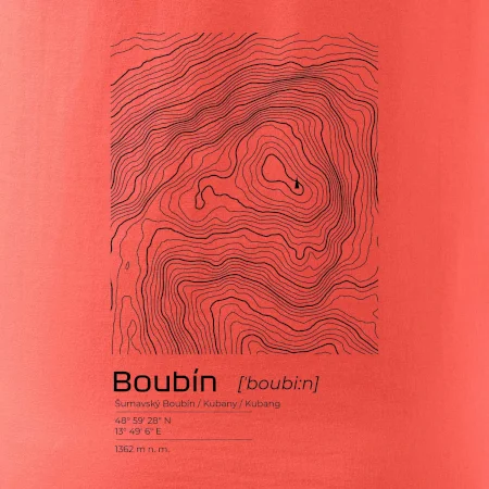 Boubín - vrstevnice v obdélníku