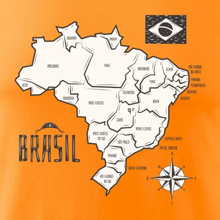 Brazílie mapa s názvy regionů