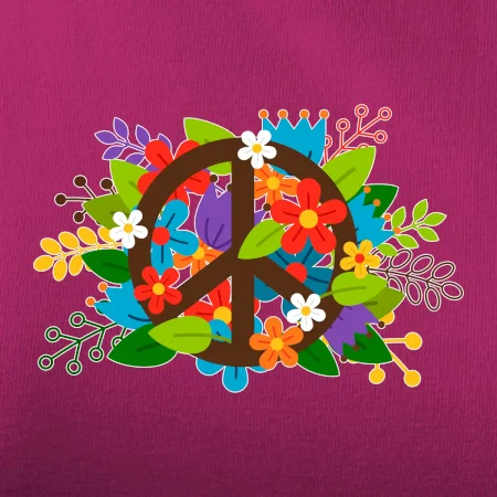 Peace symbol prorostlý květinami