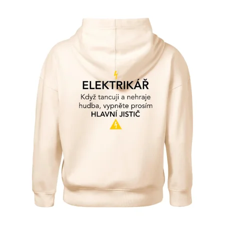 Elektrikář - hlavní jistič - Nápis na zádech