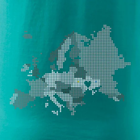 Mapa Evropy - srdce v Ukrajině