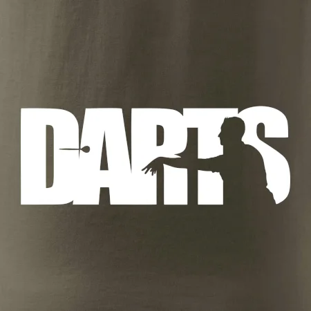 Darts - nápis se šipkařem