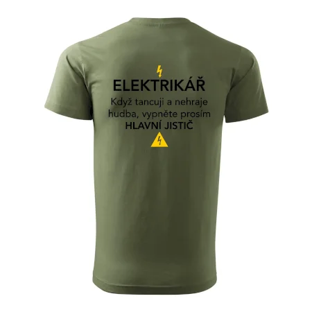 Elektrikář - hlavní jistič - Nápis na zádech