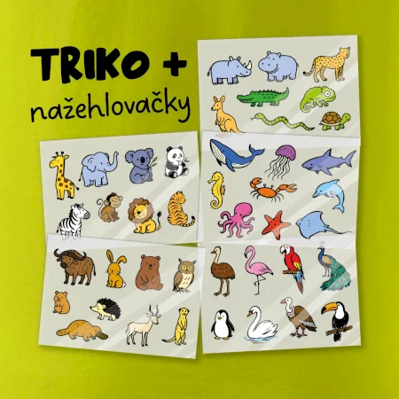 Tričko + 42 nažehlovacích zvířátek