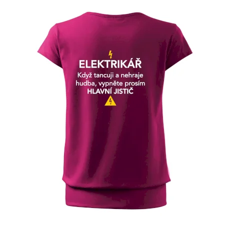 Elektrikář - hlavní jistič - Nápis na zádech