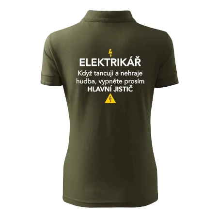 Elektrikář - hlavní jistič - Nápis na zádech