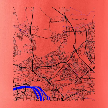 Praha 18200 - Mapa s vodními toky
