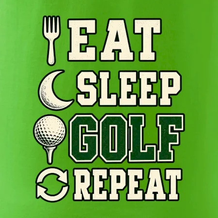 Eat sleep golf repeat typografie