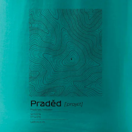 Praděd - vrstevnice v obdélníku