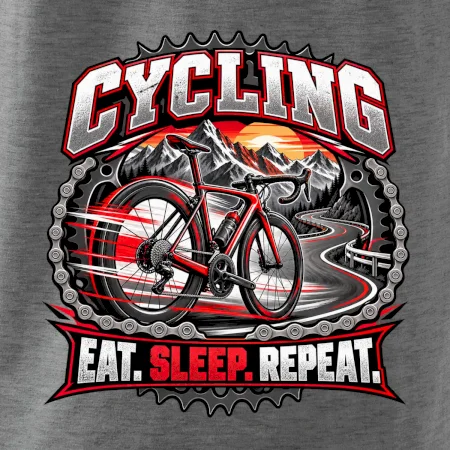 Cyklistické kolo mezi horami eat sleep repeat