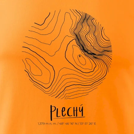 Plechý - vrstevnice v kruhu