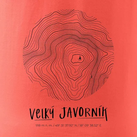 Velký Javorník - vrstevnice v kruhu
