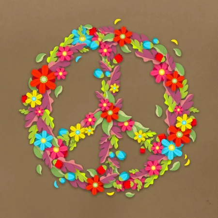 Peace symbol červené květiny