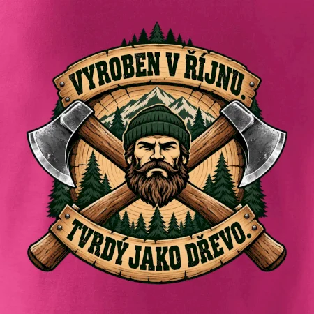 Dřevorubec vyroben v říjnu s překříženými sekerami