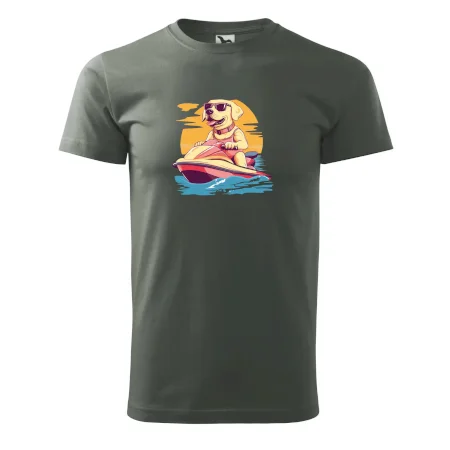Zlatý retrívr na vodním skútru